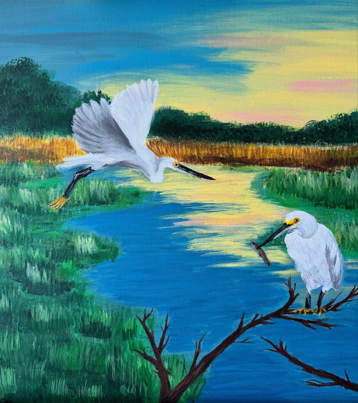 Pair of Egrets painting