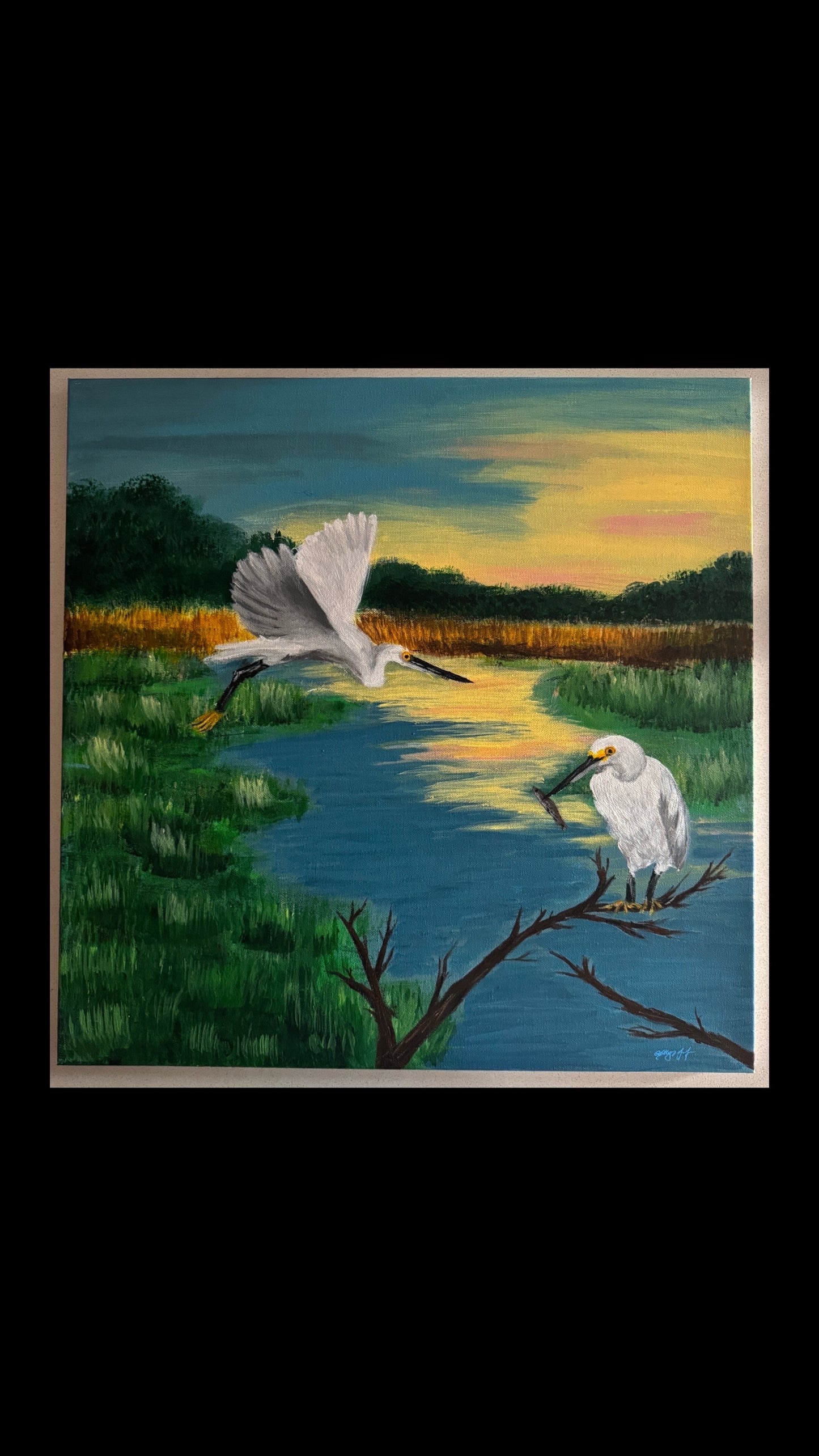 Pair of Egrets painting