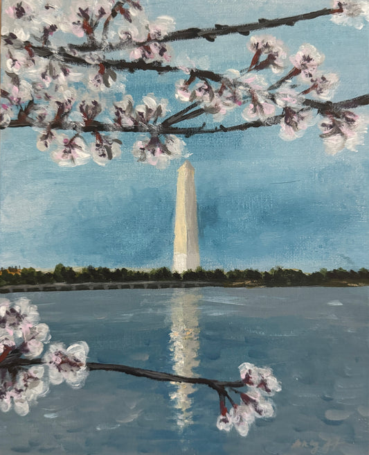 Washington Monument with Cherry Blossoms
