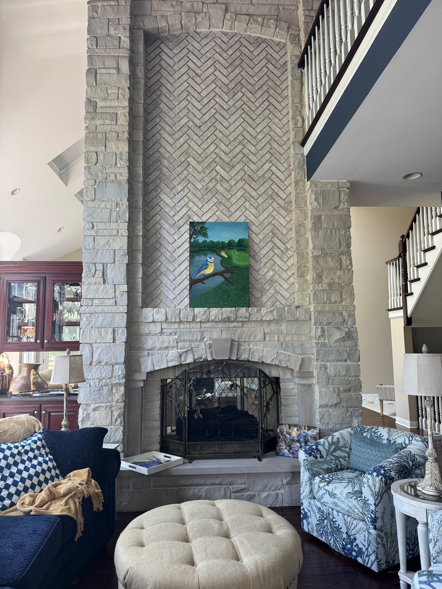 Eurasian Bluetit over Golf Course