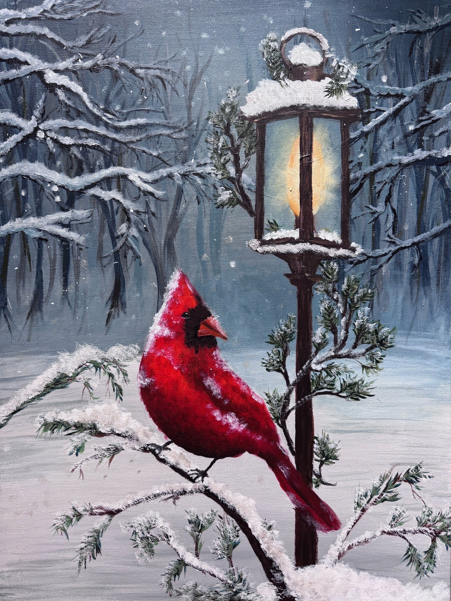 Cardinal at a Lamp Post